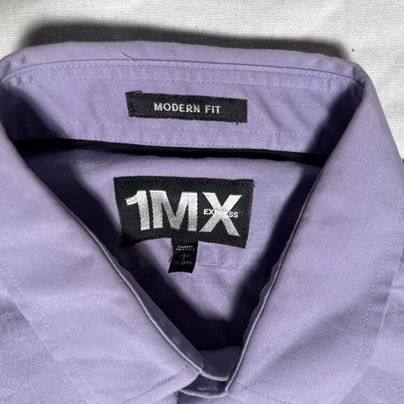 Express 1MX Fitted Button Down Shirt Purple Men's Size Large - Picture 4 of 7
